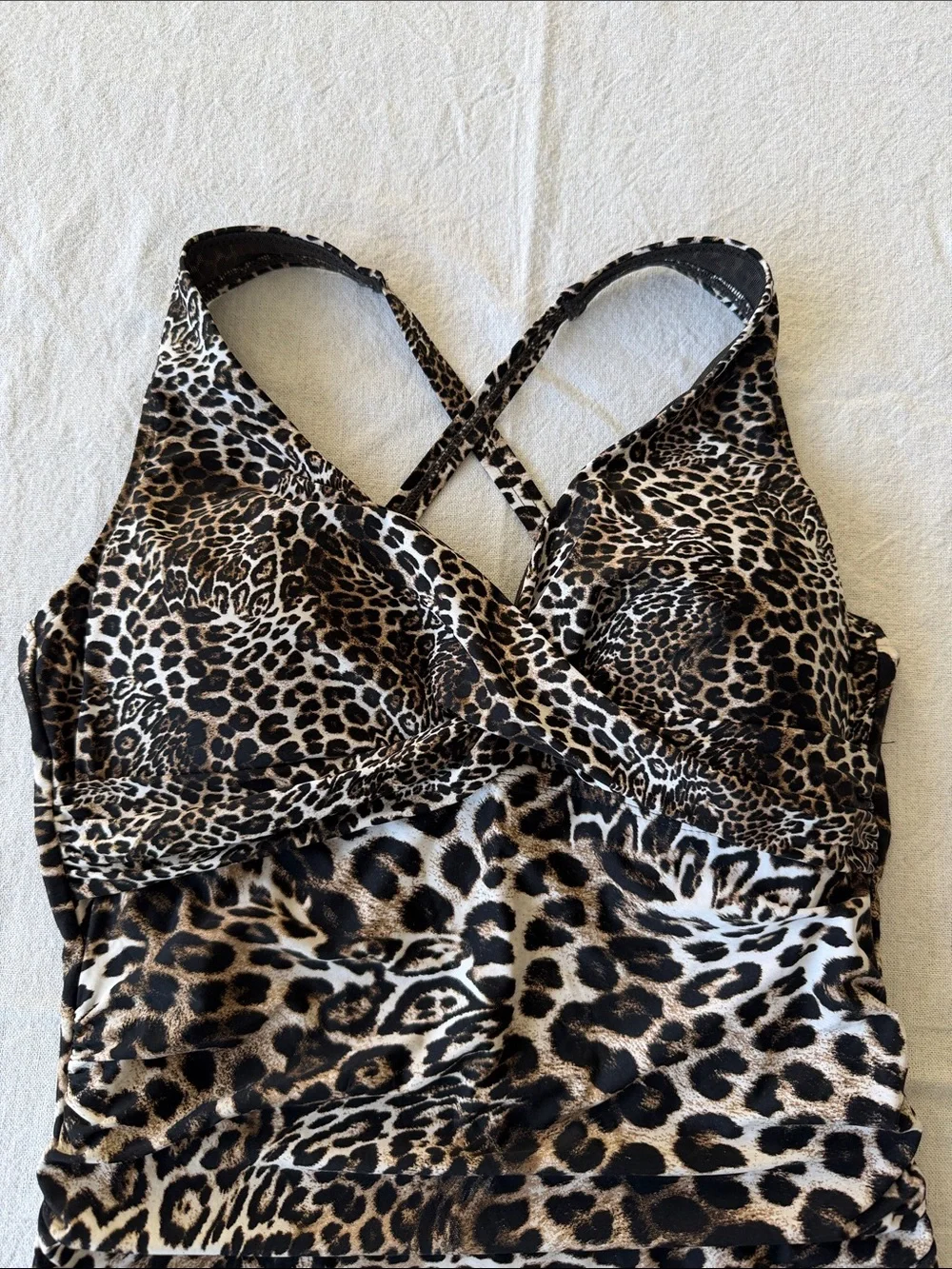 Leopard Print One-Piece Swimsuit - Brown/Black